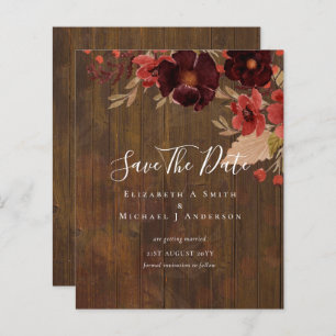 Sublime Burgundy Floral Wedding SAVE DATES Budget
