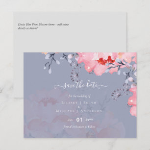 Sublime  Dusty Blue Pink Blossom Wedding Suite Postcard