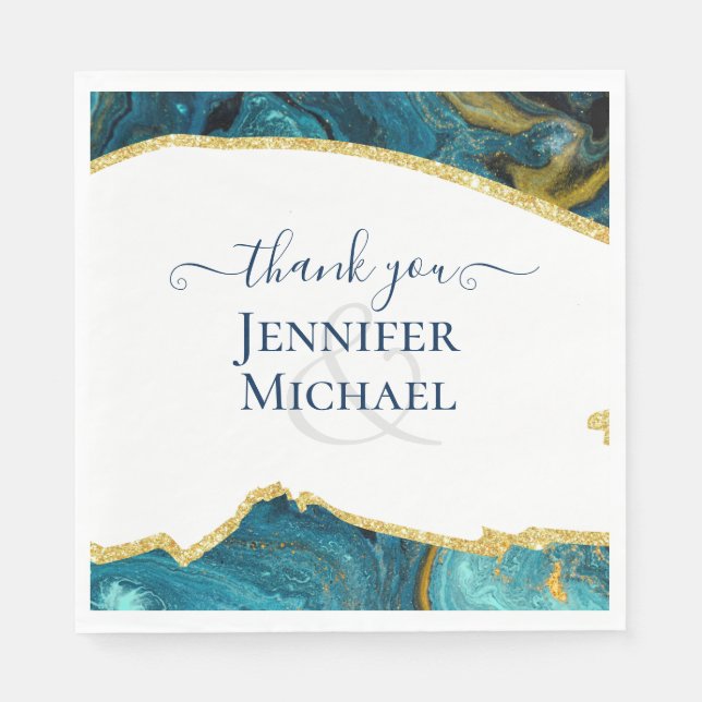 Sublime Emerald Gold AGATE Wedding Napkins (Front)