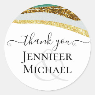 Sublime Emerald Green Gold Agate Wedding Classic Round Sticker