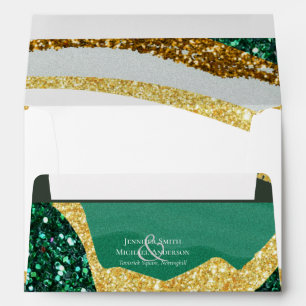 Sublime Emerald Green Gold Agate Wedding Envelope
