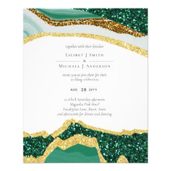 Sublime Emerald Green Gold Agate Wedding Flyer