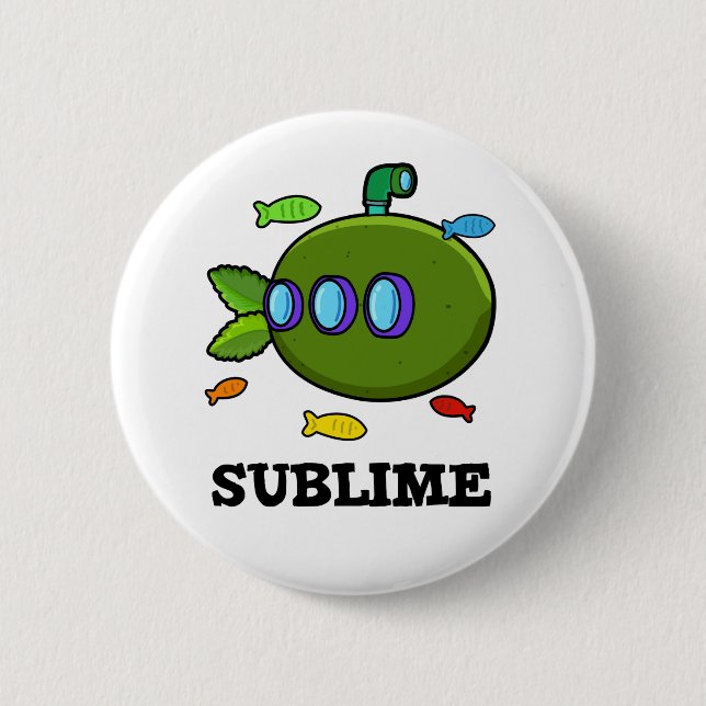 Sublime Funny Submarine Fruit Lime Pun  Button (Front)