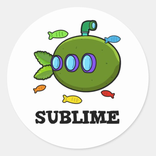 Sublime Funny Submarine Fruit Lime Pun  Classic Round Sticker