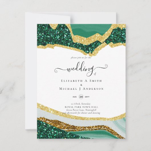 Sublime Green Gold Agate Glitter Wedding (Front)