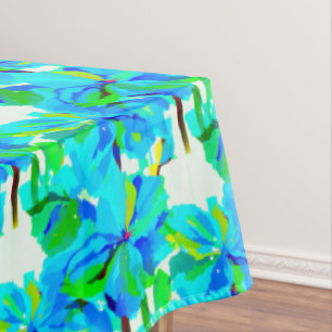 Sublime Himalayan Poppy Aqua Green Floral Pattern Tablecloth