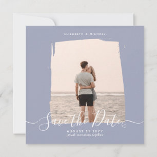 Sublime Minimalist PHOTO Save The Date Dusty Blue Card