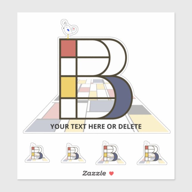 Sublime Neoplasticism Art Monogram. Letter B Sticker (Sheet)