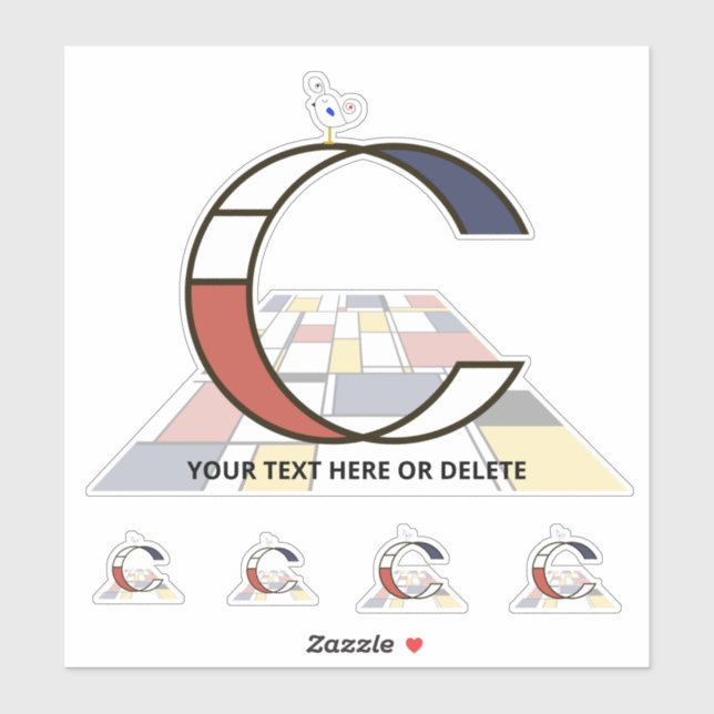 Sublime Neoplasticism Art Monogram. Letter C Sticker (Sheet)