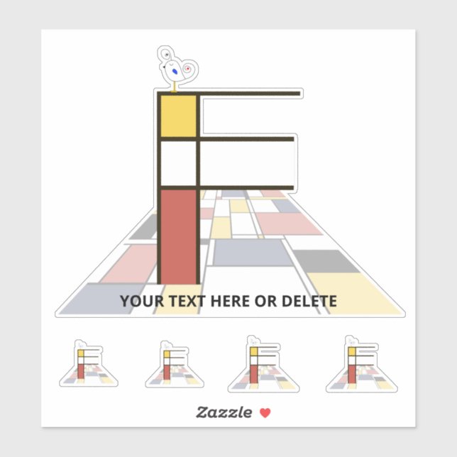 Sublime Neoplasticism Art Monogram. Letter F Sticker (Sheet)