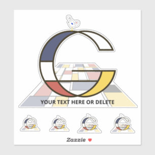 Sublime Neoplasticism Art Monogram. Letter G Sticker