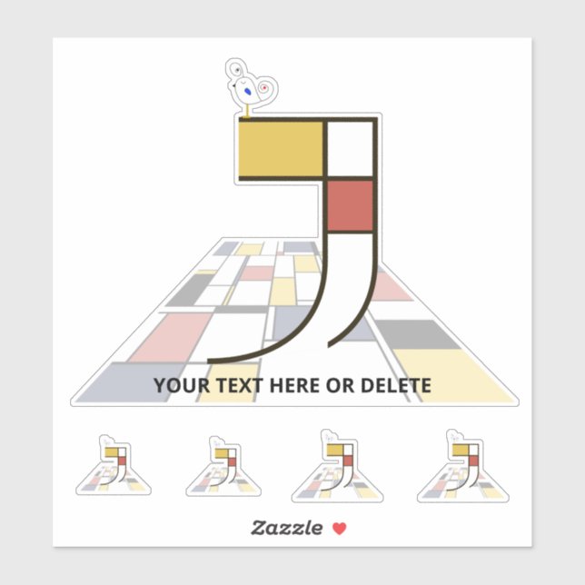 Sublime Neoplasticism Art Monogram. Letter J Sticker (Sheet)