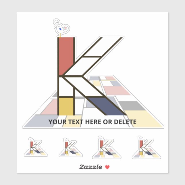 Sublime Neoplasticism Art Monogram. Letter K Sticker (Sheet)