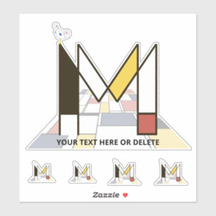 Sublime Neoplasticism Art Monogram. Letter M Sticker