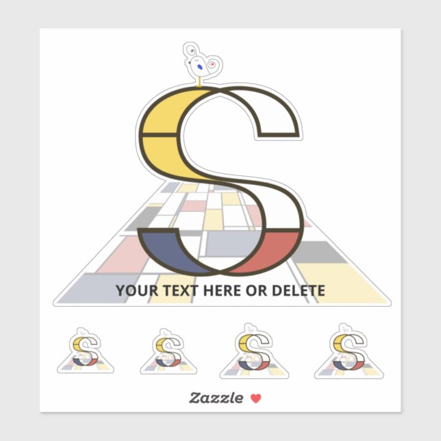 Sublime Neoplasticism Art Monogram. Letter S Sticker (Sheet)