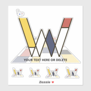 Sublime Neoplasticism Art Monogram. Letter W Sticker