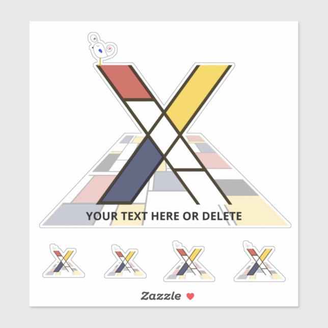 Sublime Neoplasticism Art Monogram. Letter X Sticker (Sheet)