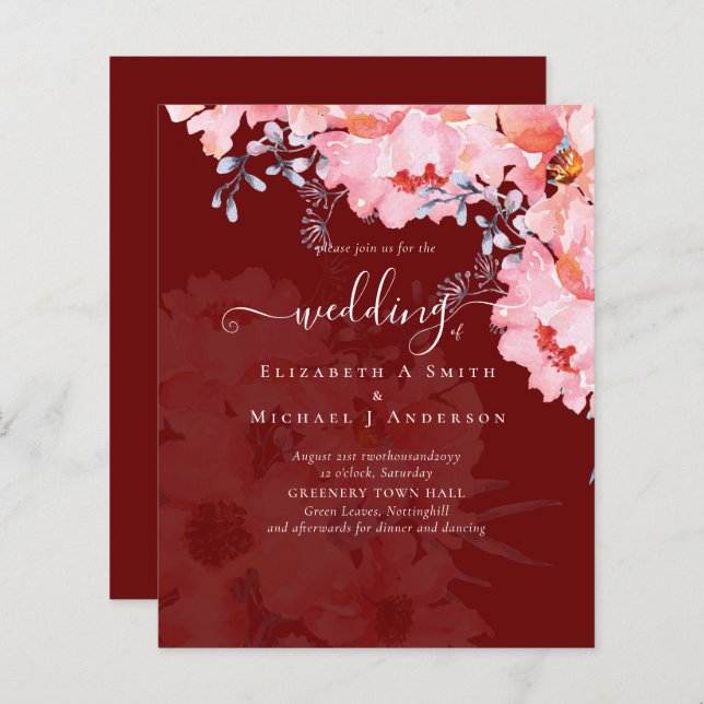 Sublime Pink Blossoms WEDDING SUITE - BUDGET (Front/Back)