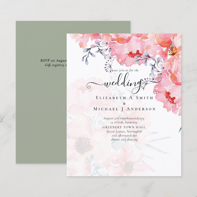 Sublime Pink Blossoms WEDDING SUITE - BUDGET (Front/Back)