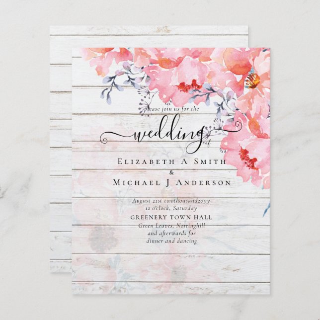 Sublime Pink Blossoms WEDDING SUITE - BUDGET (Front/Back)