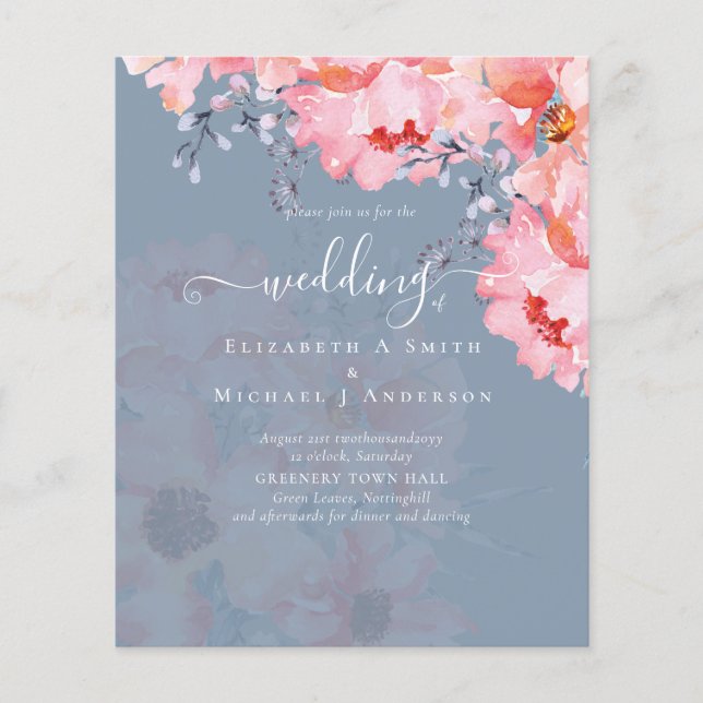 Sublime Pink Blossoms WEDDING SUITE - BUDGET Flyer (Front)