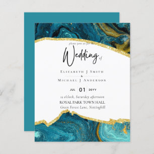 Sublime TEAL GOLD Agate Style Wedding Invitations