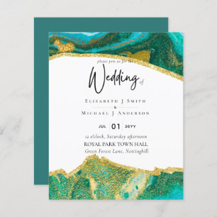 Sublime TEAL GOLD Agate Style Wedding Invitations