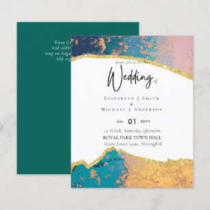 Sublime TEAL GOLD Agate Style Wedding Invitations