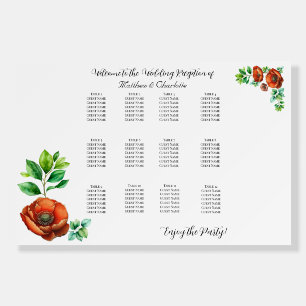 Sublime Watercolor Red Poppies Seating Chart Foam Board