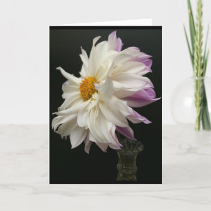 Sublime White and Lavender Purple Dahlia Letterpress Thank You Card