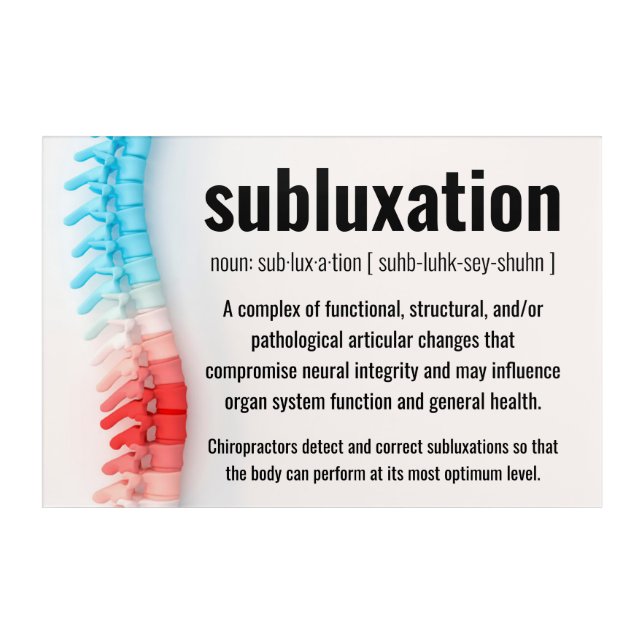 Subluxation Definition Chiropractic Acrylic Print (Front)