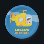Submarine Boy Underwater Birthday Party Supplies Paper Plates<br><div class="desc">A little captain boy is piloting the yellow submarine to explore the mysterious seas! Perfect for underwater or submarine themes birthday parties for the boys! Personalize with your party message.</div>