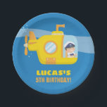 Submarine Boy Underwater Birthday Party Supplies Paper Plates<br><div class="desc">A little captain boy is piloting the yellow submarine to explore the mysterious seas! Perfect for underwater or submarine themes birthday parties for the boys! Personalize with your party message.</div>