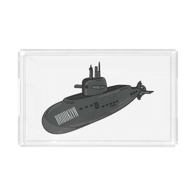 Submarine cartoon illustration acrylic tray (Front)