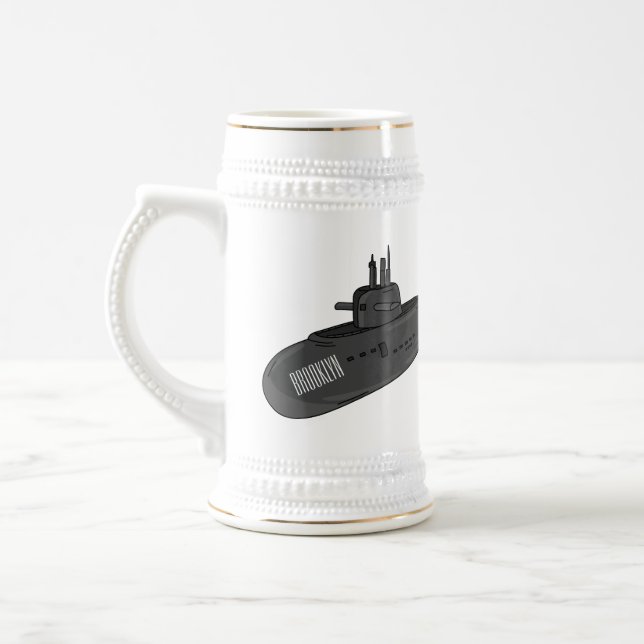 Submarine cartoon illustration  beer stein (Left)