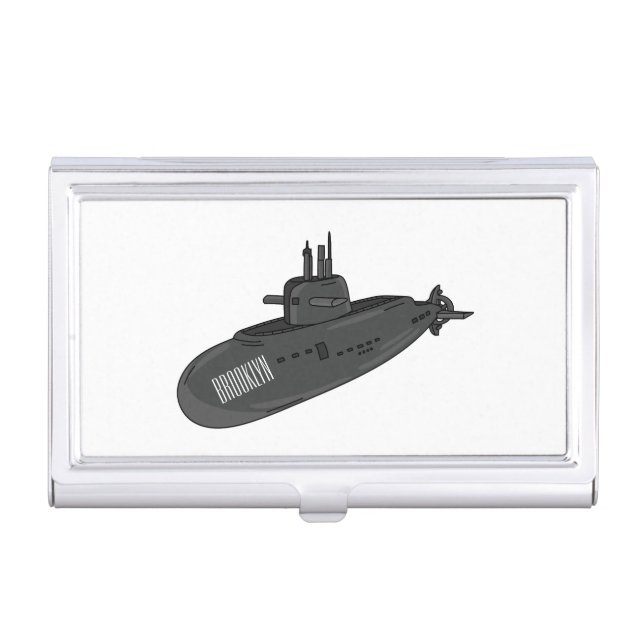 Submarine cartoon illustration  business card case (Front)