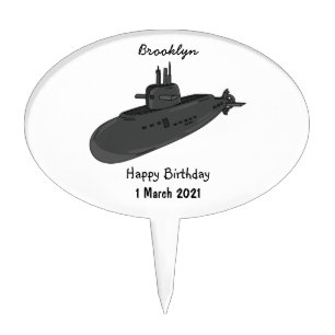 Submarine cartoon illustration cake topper