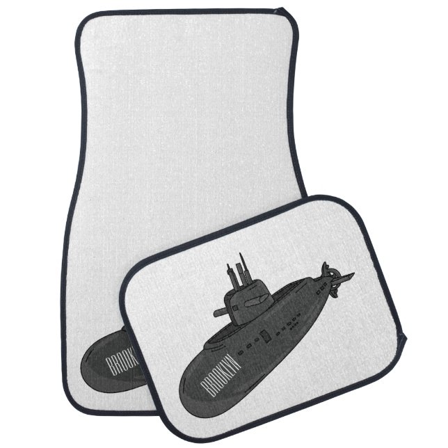 Submarine cartoon illustration car floor mat (Set)