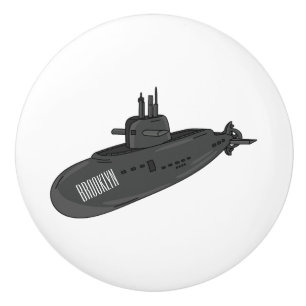 Submarine cartoon illustration ceramic knob