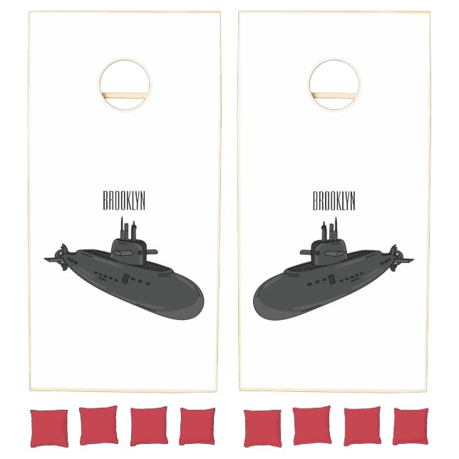 Submarine cartoon illustration cornhole set (Set)