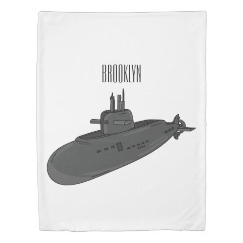 Submarine cartoon illustration duvet cover