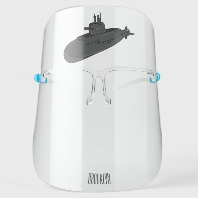 Submarine cartoon illustration  face shield (Front)