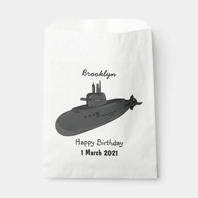 Submarine cartoon illustration favor bag (Front)
