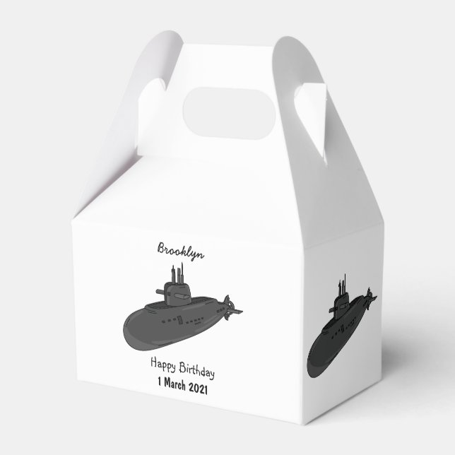 Submarine cartoon illustration favor boxes (Front Side)