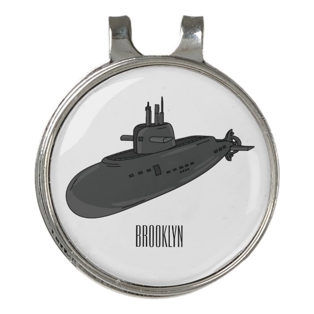 Submarine cartoon illustration golf hat clip (Front)
