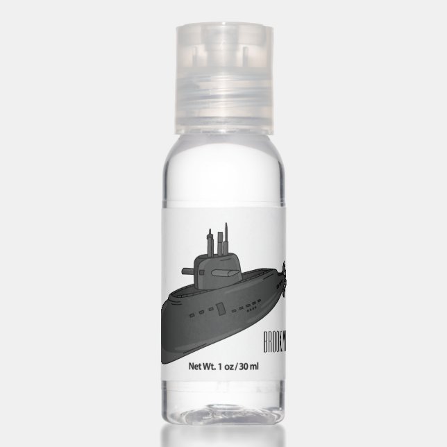 Submarine cartoon illustration  hand sanitizer (Front)