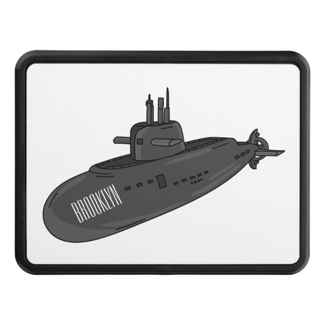 Submarine cartoon illustration hitch cover (Front)