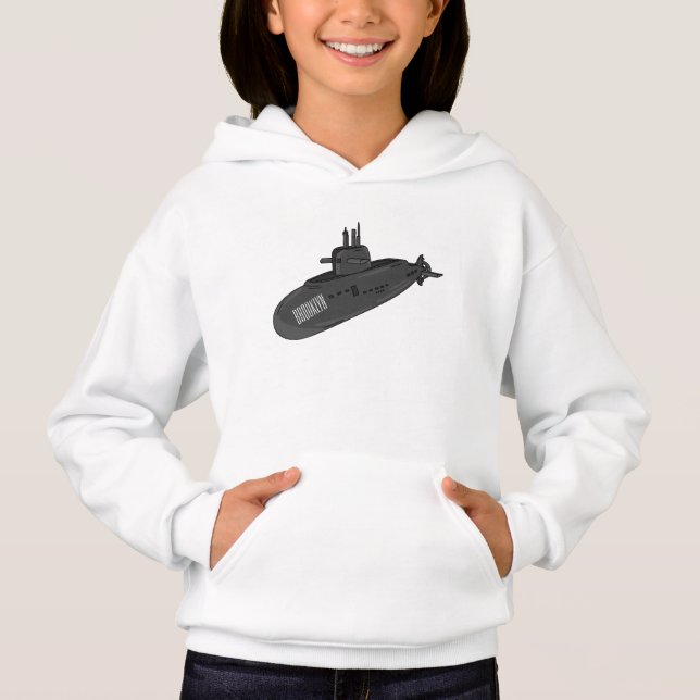 Submarine cartoon illustration hoodie (Front)