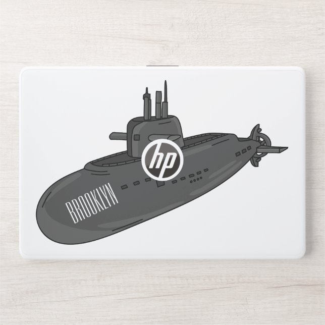 Submarine cartoon illustration HP laptop skin (Front)
