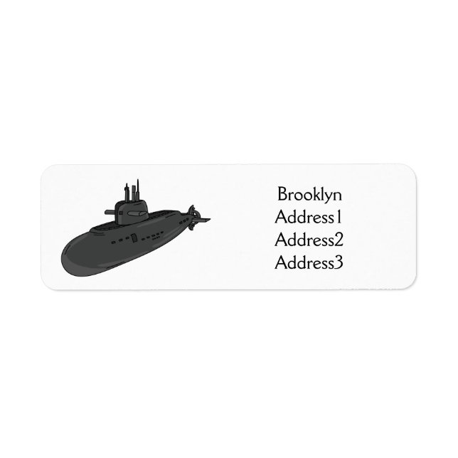 Submarine cartoon illustration label (Front)